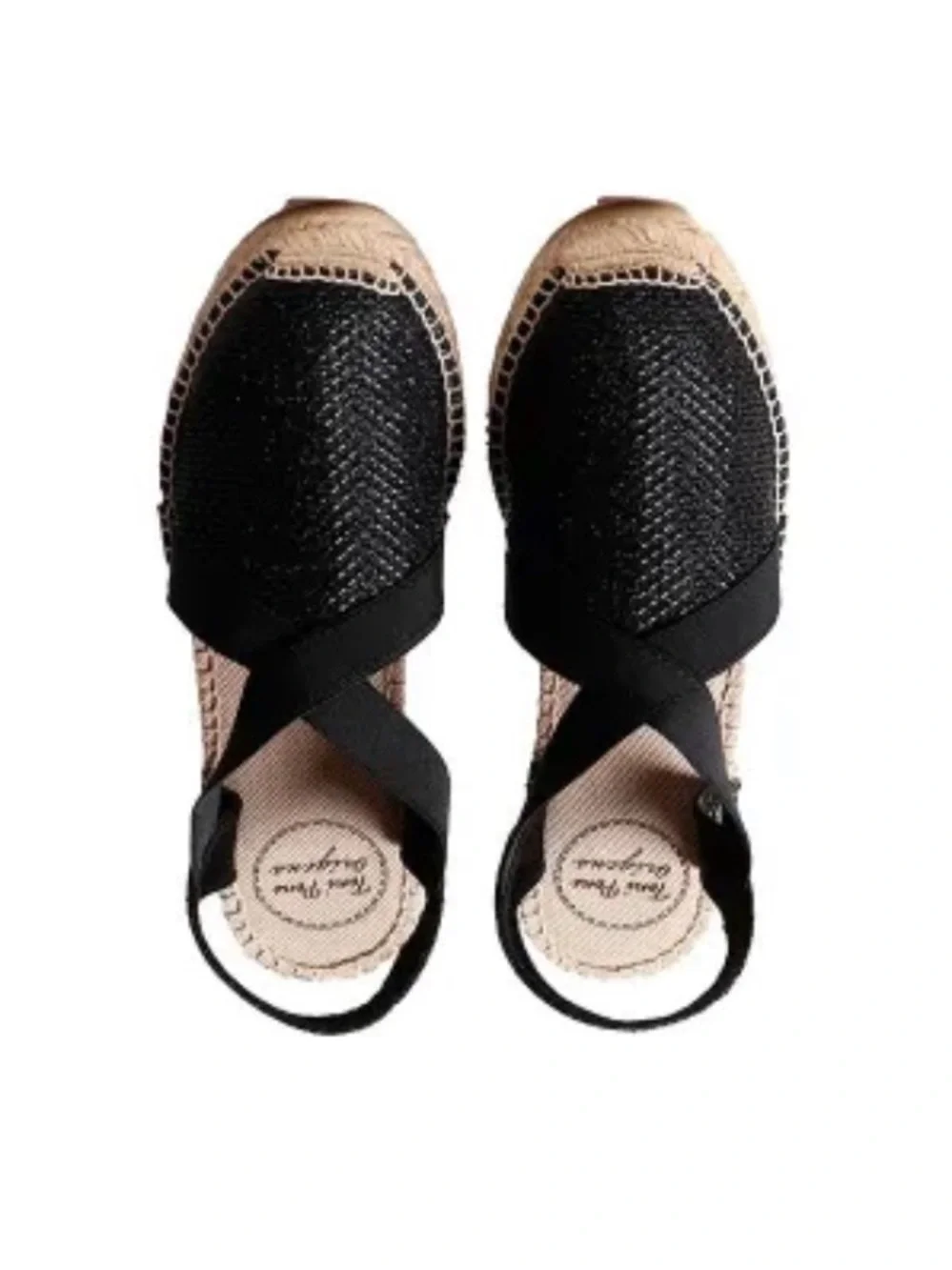 New Toni Pons Triton Black Metallic Espadrille Sandals Size 40